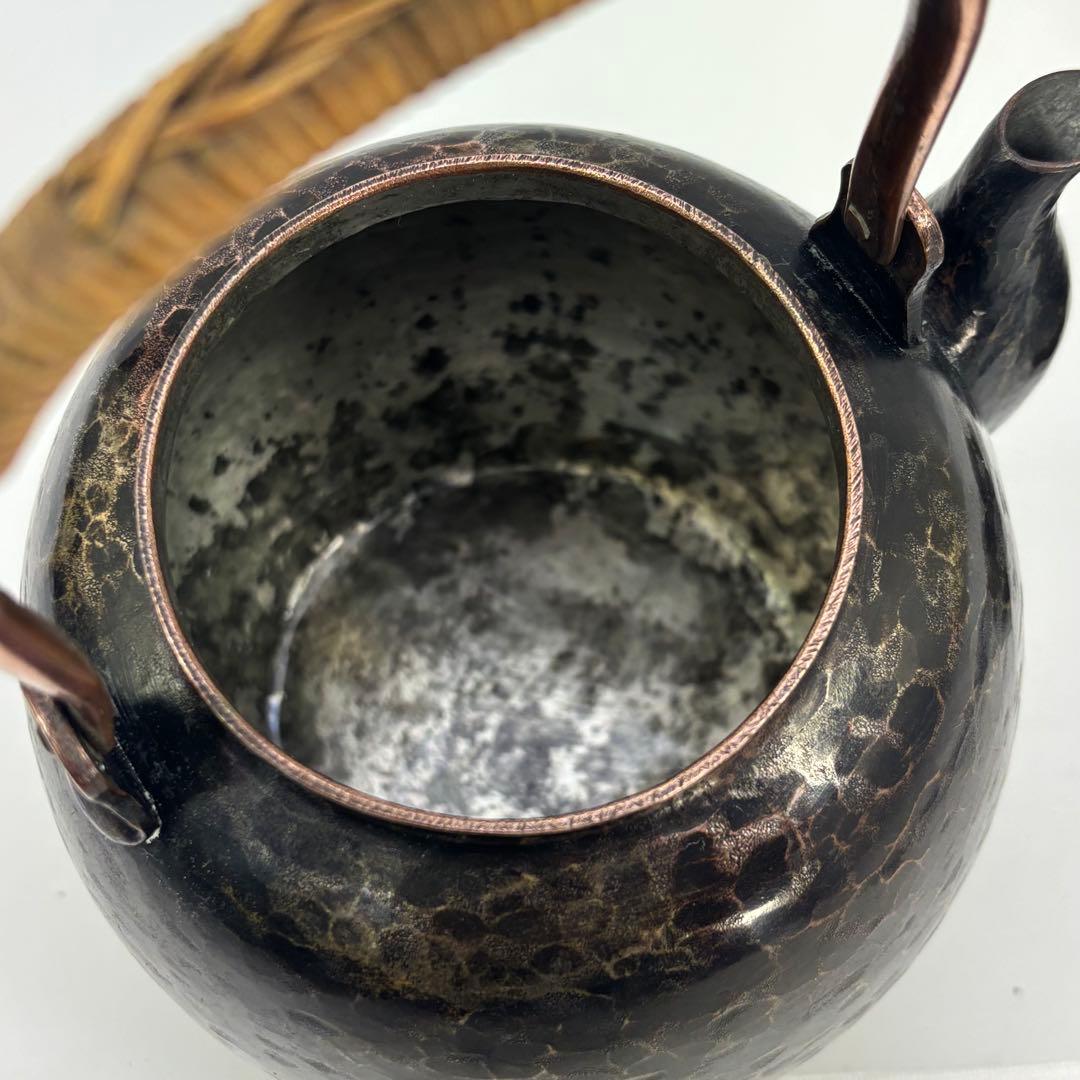 鎚起銅器 銅製急須 竹巻き取手 工芸品