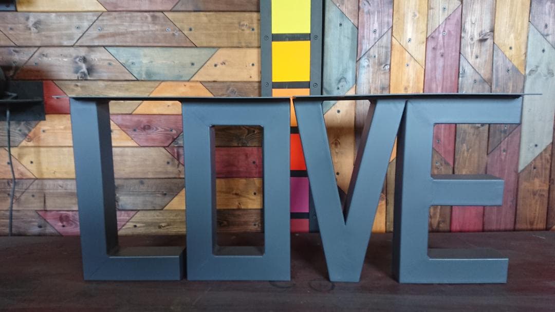 マットグレーでアイアンな極太鉄脚♪ 50×400×350mm LOVE型