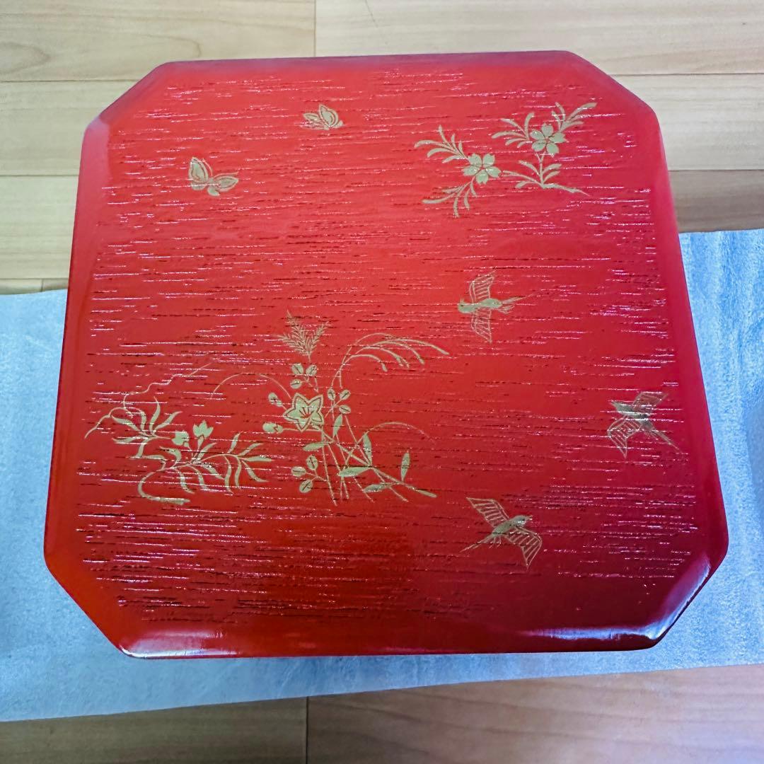 茶道具 菓子器】縁高重 漆塗り 花鳥 中村湖彩作 5客 - yellows.co.jp 日本