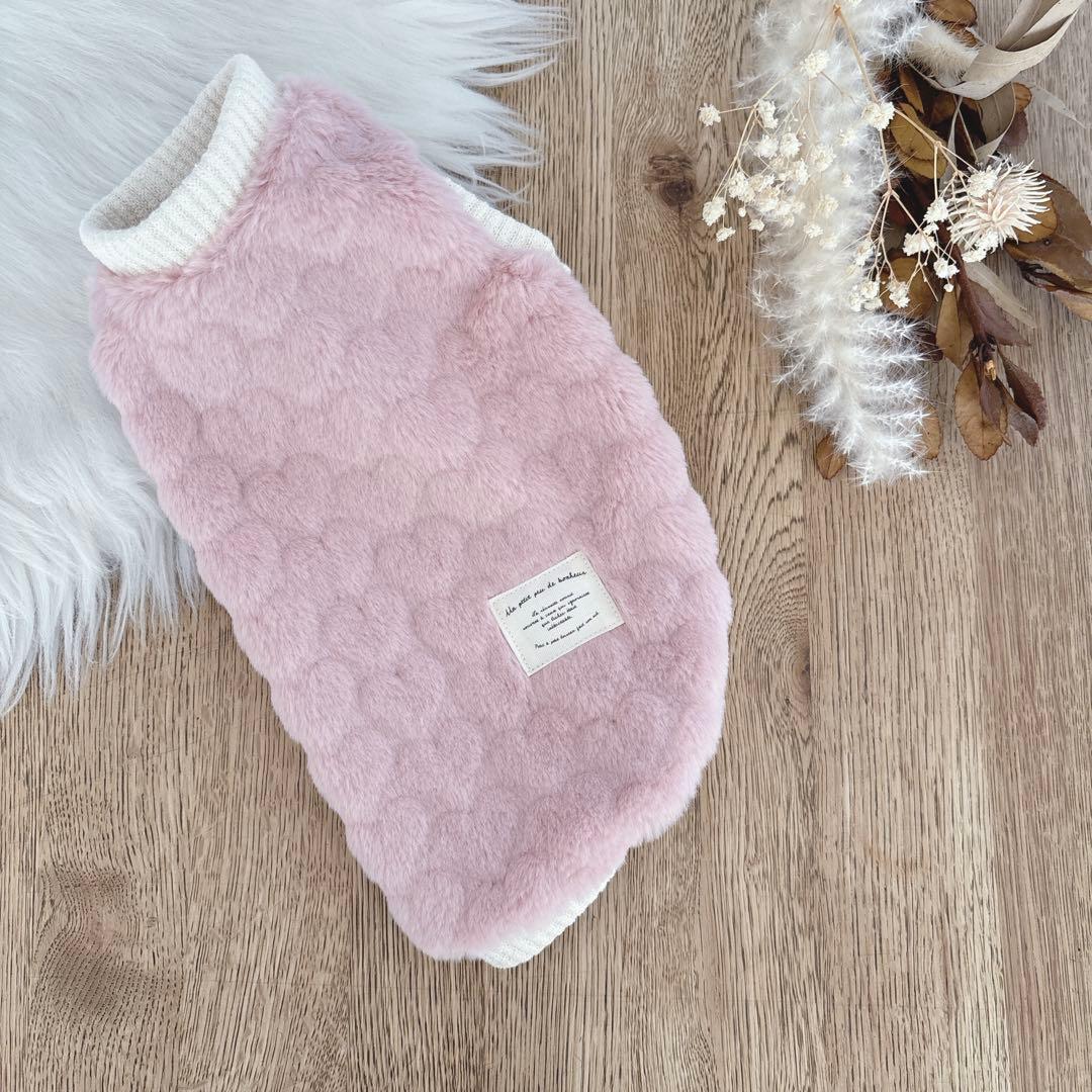 ハンドメイド　ハートカットラビットフェイクファータンクトップ　ピンク fdc4112.jpg