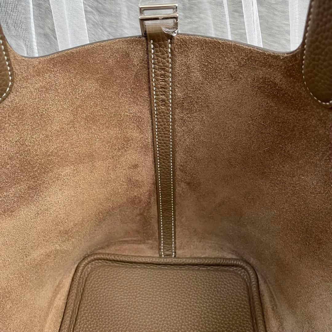 プレミアム 本革 キューブバッグ ハンドバッグ MM グレージュ シルバー金具