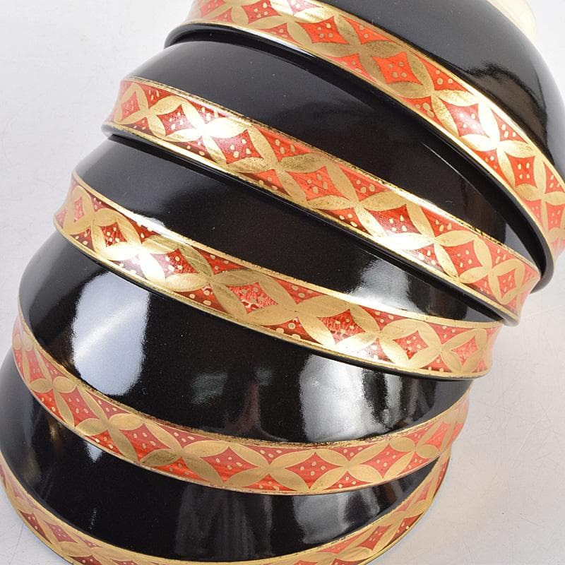 茶道具 京焼 平安景雲造 黒仁清七宝文 数茶碗 十客 共