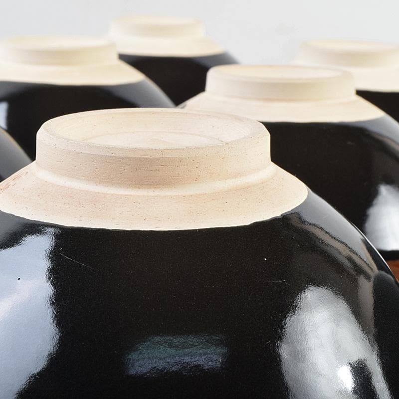 茶道具 京焼 平安景雲造 黒仁清七宝文 数茶碗 十客 共箱 M R9315B