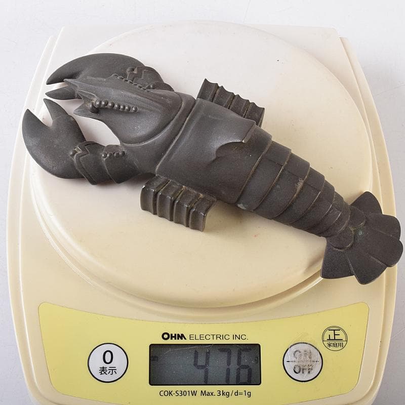 ブロンズ　海老　ロブスター　紙鎮　置物　在銘　約476g　M　R8551