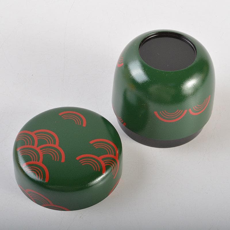 茶道具 中谷秀斉作 青海波 青漆石地塗 大棗 共箱