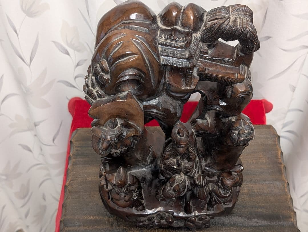 古美術 アート 木彫り 彫刻 『西遊記』 木台付