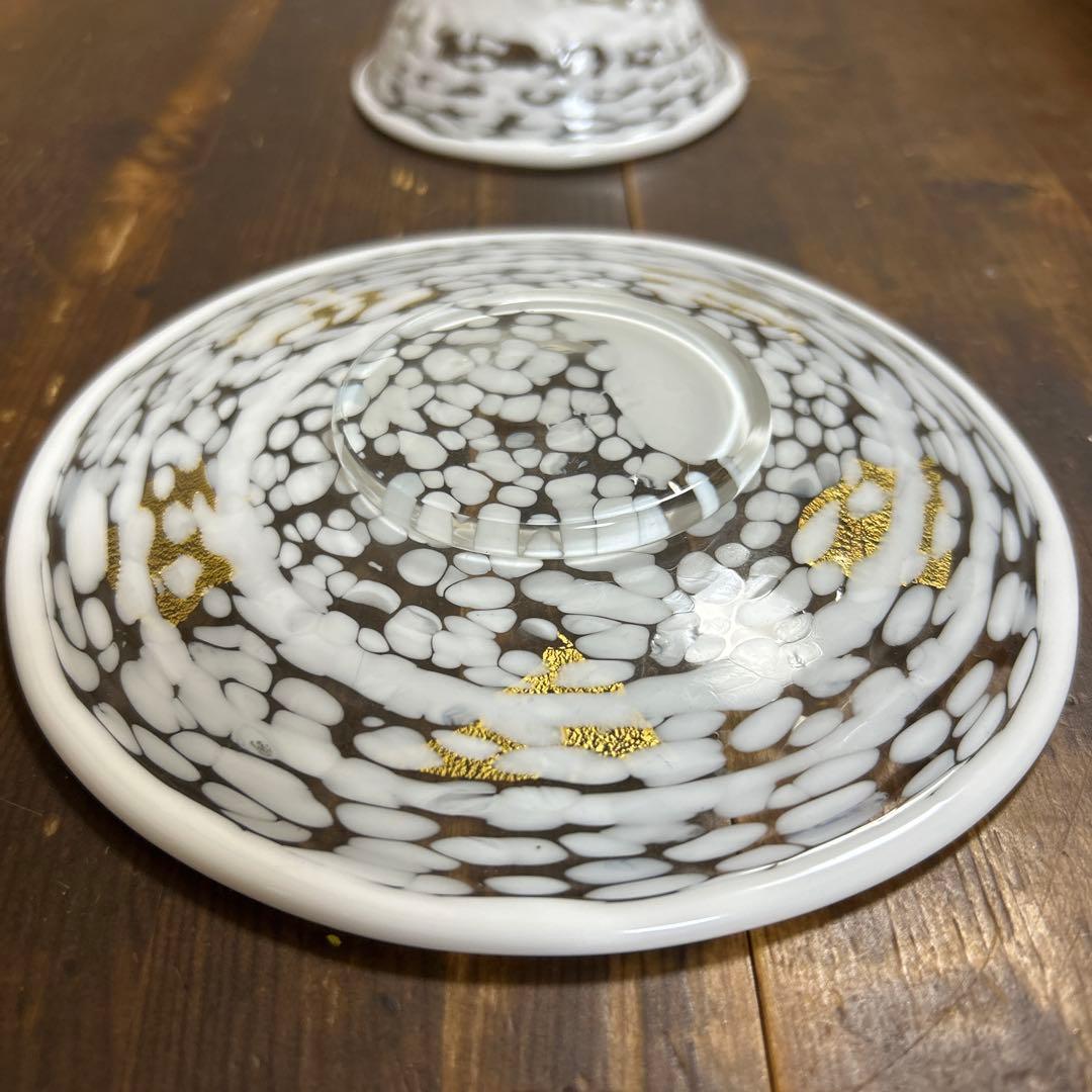 ガラス作家 石井康治 カップ＆ソーサー 金彩 工芸品 成川美術館展示品 手吹