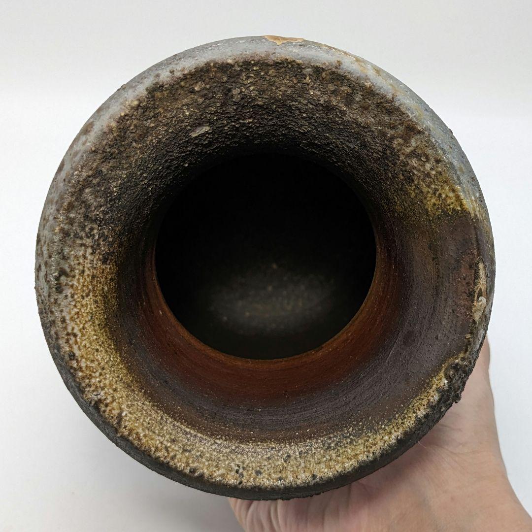 備州窯 備前焼 灰被り窯変耳付花入 共箱栞 花器 フラワーベース 花瓶 華道具