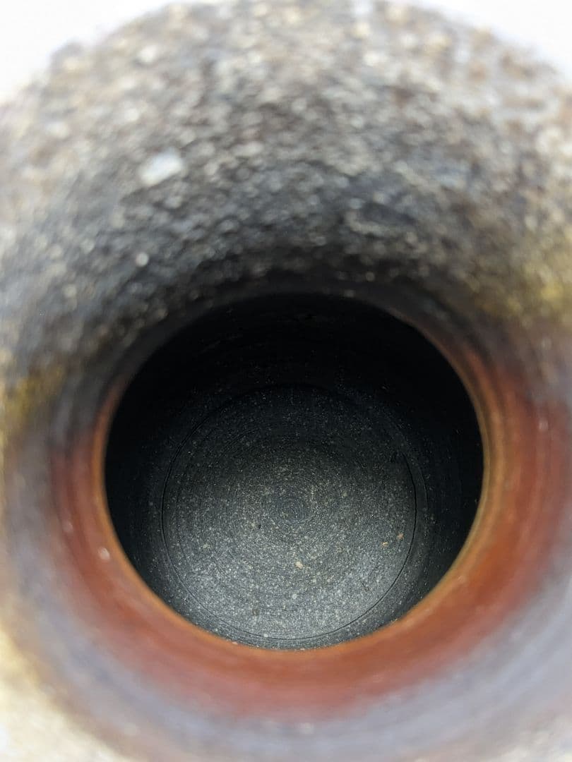 備州窯 備前焼 灰被り窯変耳付花入 共箱栞 花器 フラワーベース 花瓶 華道具