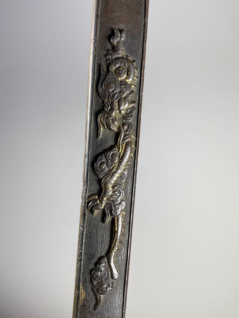 小柄　赤銅魚々子雲龍図　時代武具　刀装具