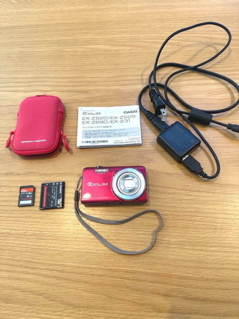 美品 CASIO EXILIM EX-ZS25 レッド バッテリー デジカメ - メルカリ