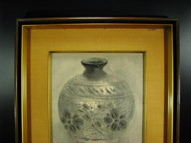 穐月 明 花の絵のある 花瓶 日本画 額装 肉筆 184 - メルカリ