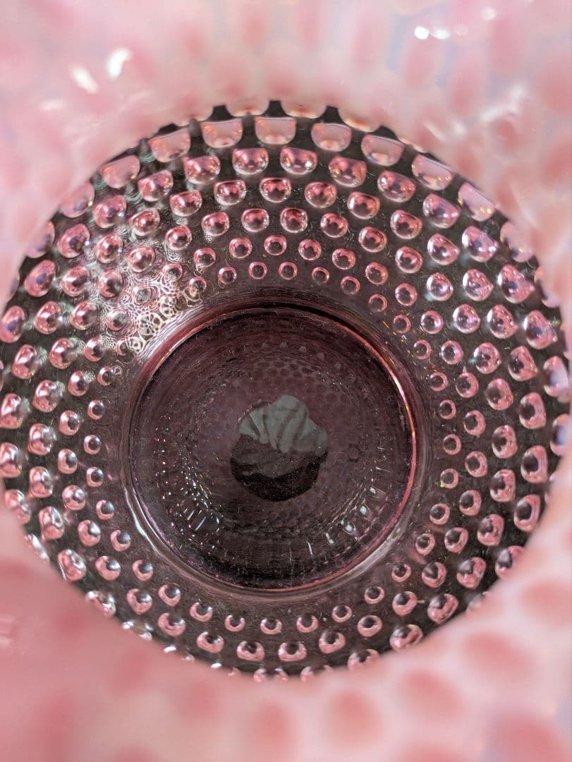 フェントン ラージ ピンクホブネイルオパルセントガラス ラウンドベース