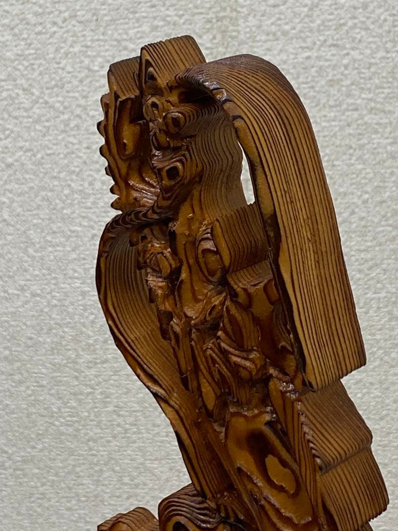 3-2416 銘木屋久杉 祥瑞 昇龍 木彫り工芸