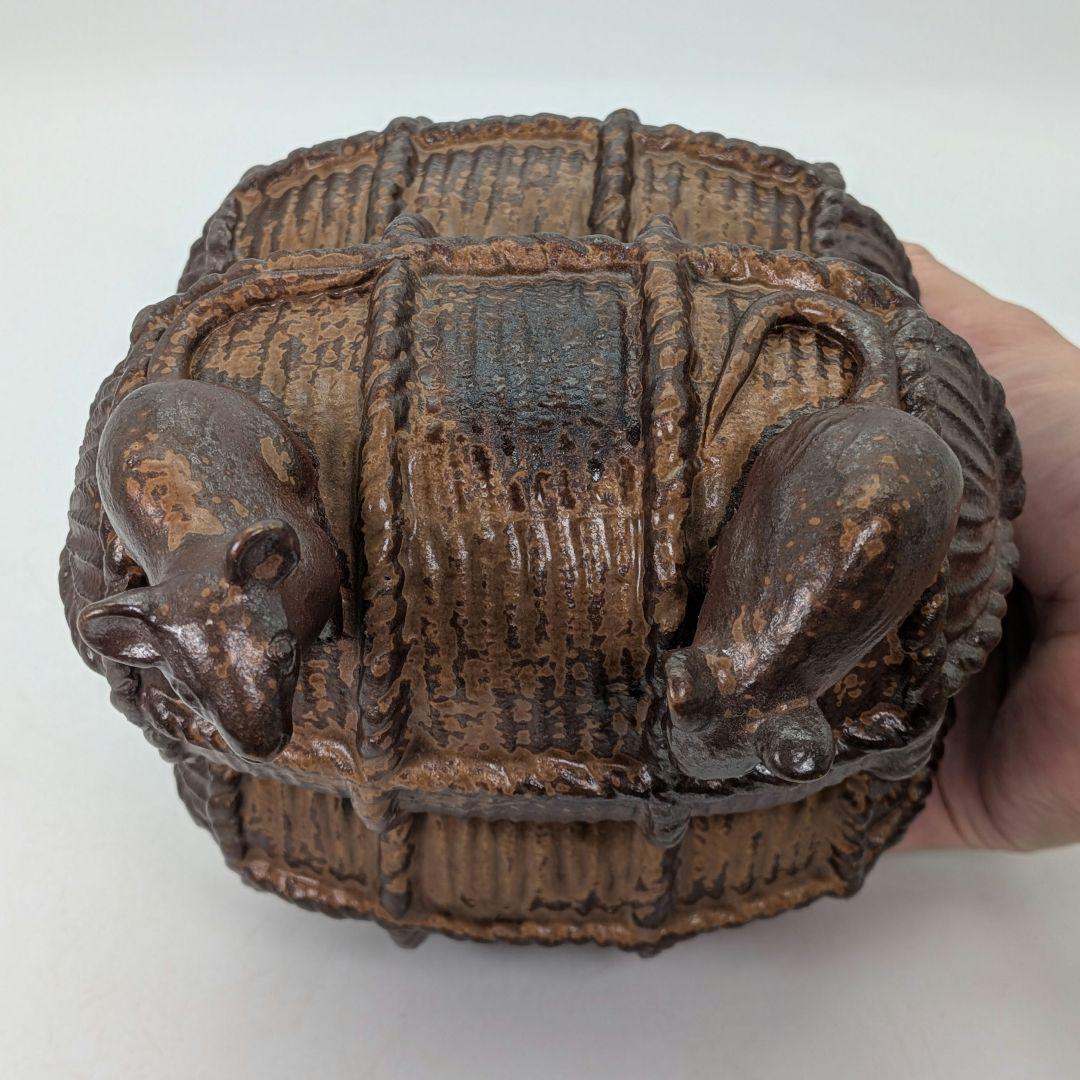 直しあり】武用君彦 備前焼 干支置物「丙子」 共箱共布 子年 ネズミ