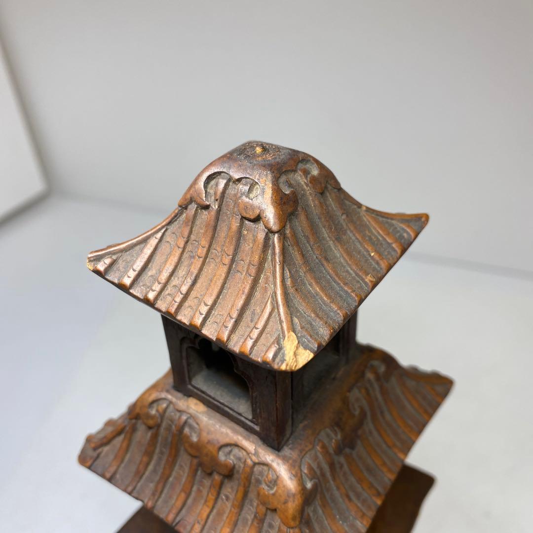 時代 黄楊木 極上彫 龍灯籠 タサオ 東さ8-0104☆2F