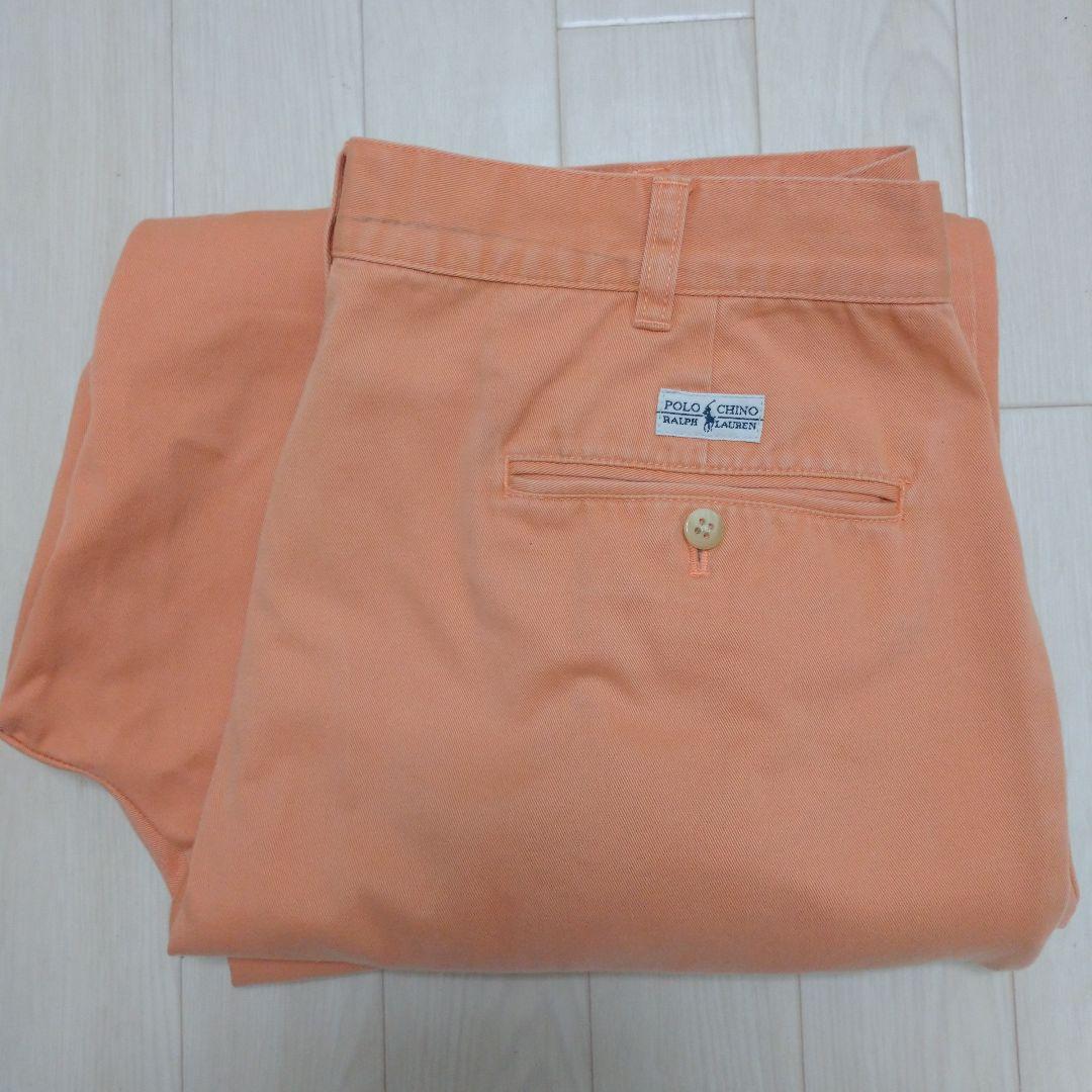 90s ラルフローレン チノパン ポロチノ カラーチノ サーモンピンク メンズ