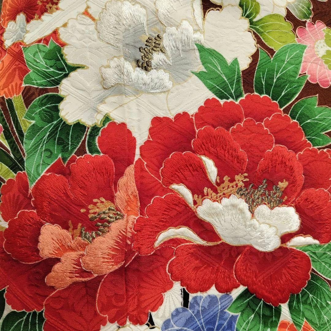 振袖フルセット(7点)・成人式・豪華牡丹刺繍・金彩加工・暈し染め