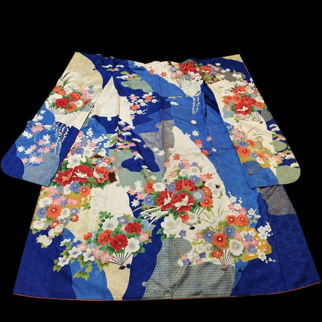 振袖フルセット(7点)・成人式・豪華牡丹刺繍・金彩加工・暈し染め