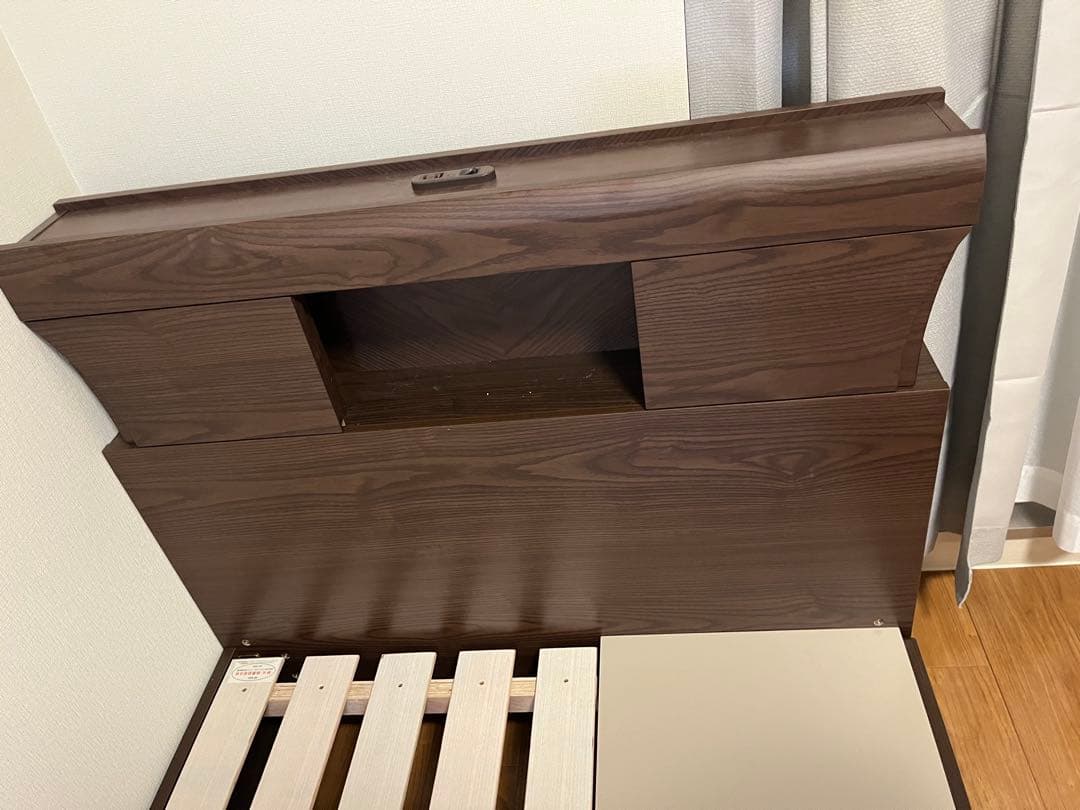 【ニトリ】ダークブラウン シングルベッド 引き出し収納付き