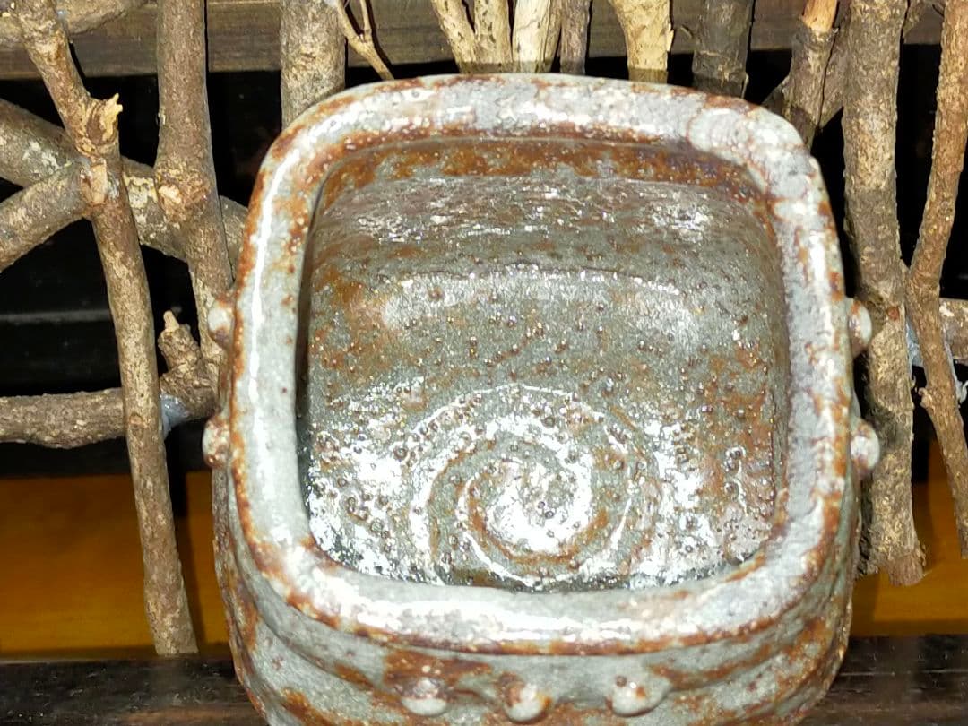 ♥長谷川青峯 火入 鼠志野 共箱付き 志野 湯飲み 湯呑み 骨董 古玩