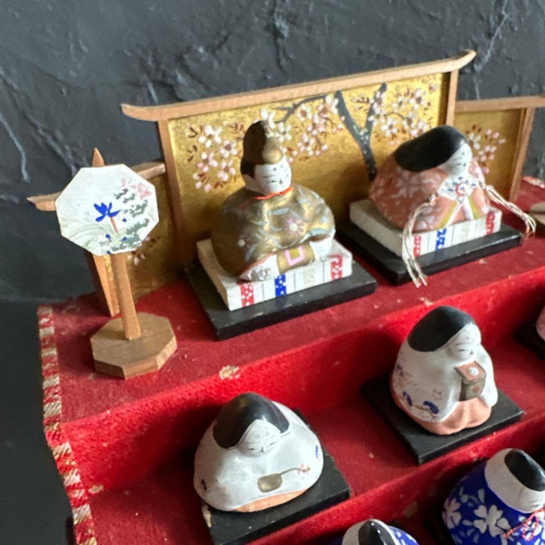 瞬間的お値下げ‼️アンティークミニ雛人形　希少品！雛壇飾り土人形　可愛い