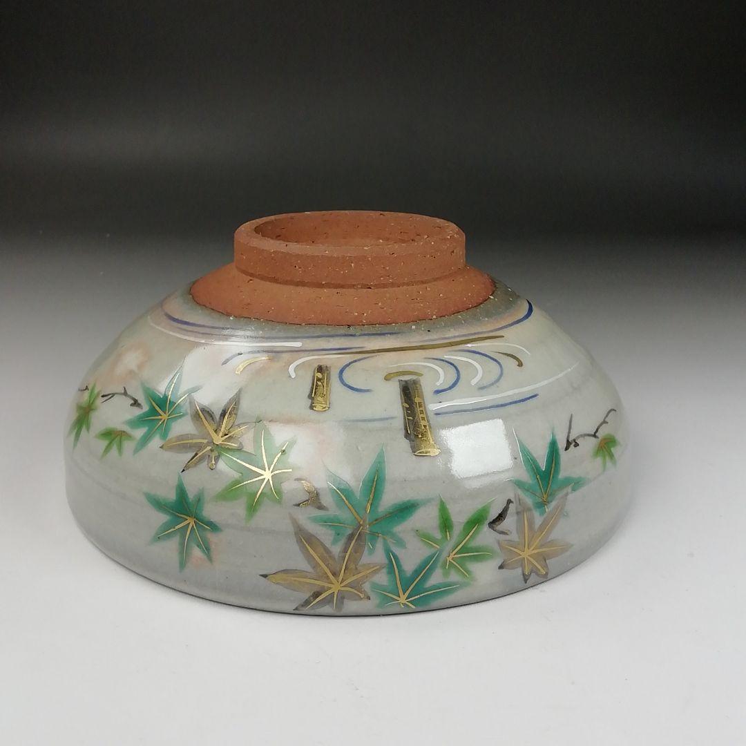 T417 茶碗 『乾山写 青楓文』『平安 橋本紫雲 造』 共箱 抹茶碗