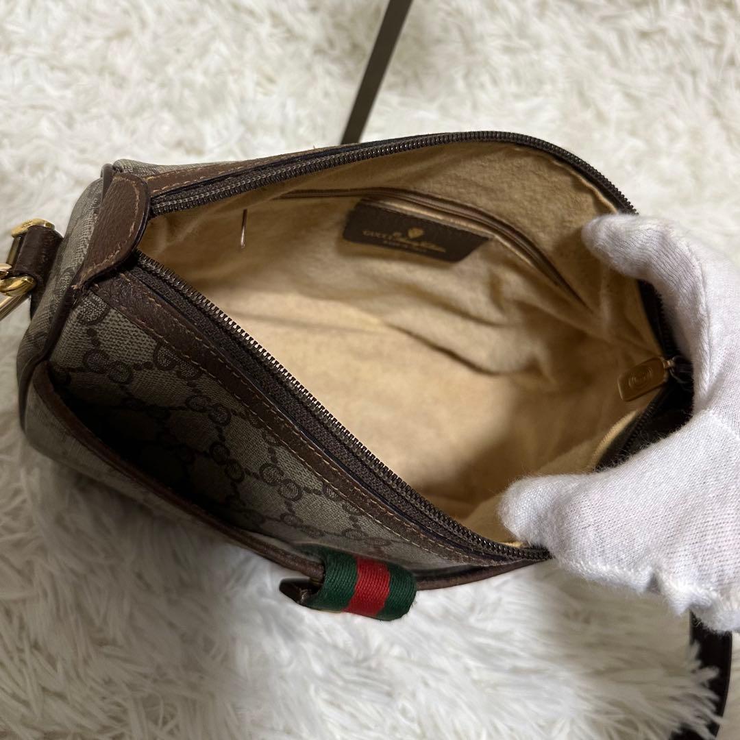 大容量 レア オールドグッチ GG 総柄 レザー ショルダーバッグ PVC ロゴ