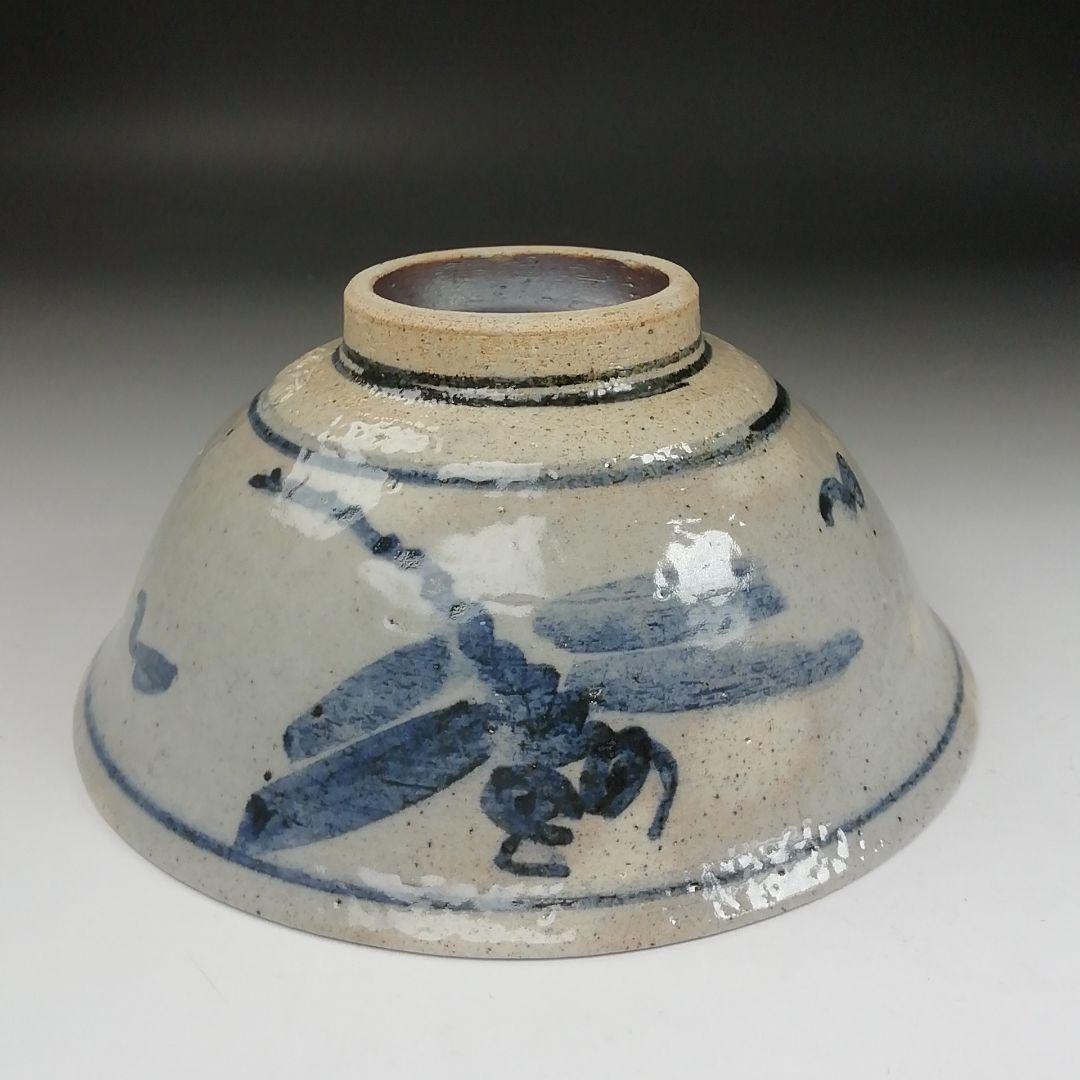 T402 茶碗 『安南写 蜻蛉図』『平茶碗』『浅見与し三 造』 共箱 茶道具