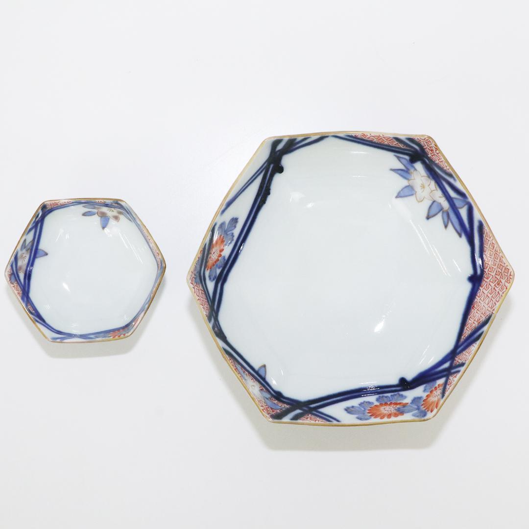 陶泉堂 桔梗型器 染付 金彩 膾皿 17客 小鉢18客 木箱