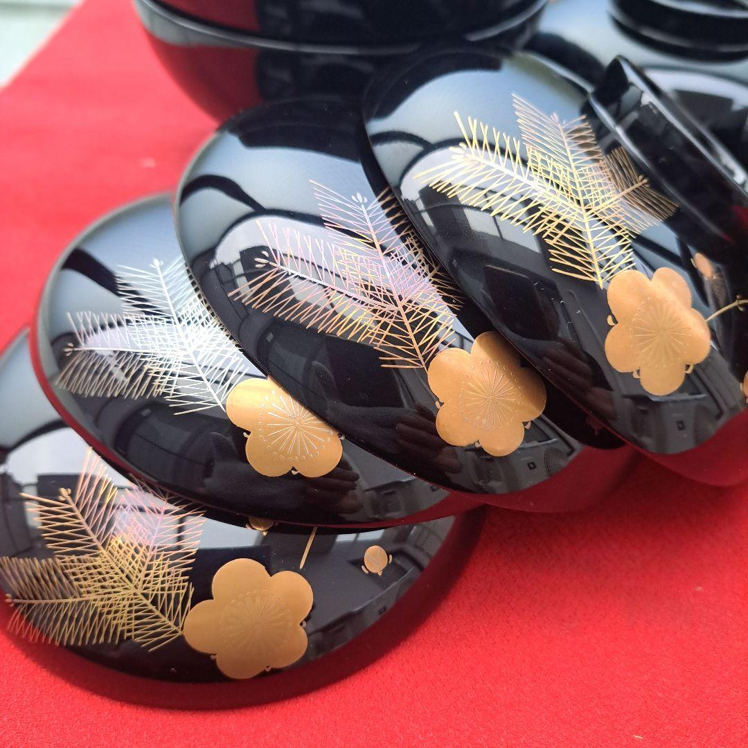 越前 河和田漆器 松竹梅 蒔絵御吸物椀×5客】天然木製 祖雅堂