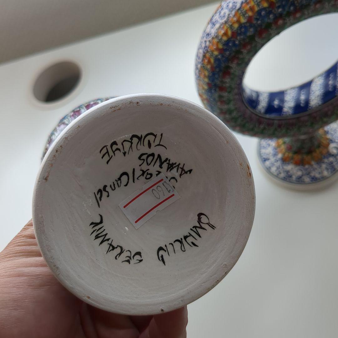 トルコ【カッパドキア】 陶器デキャンタとワイングラスセット