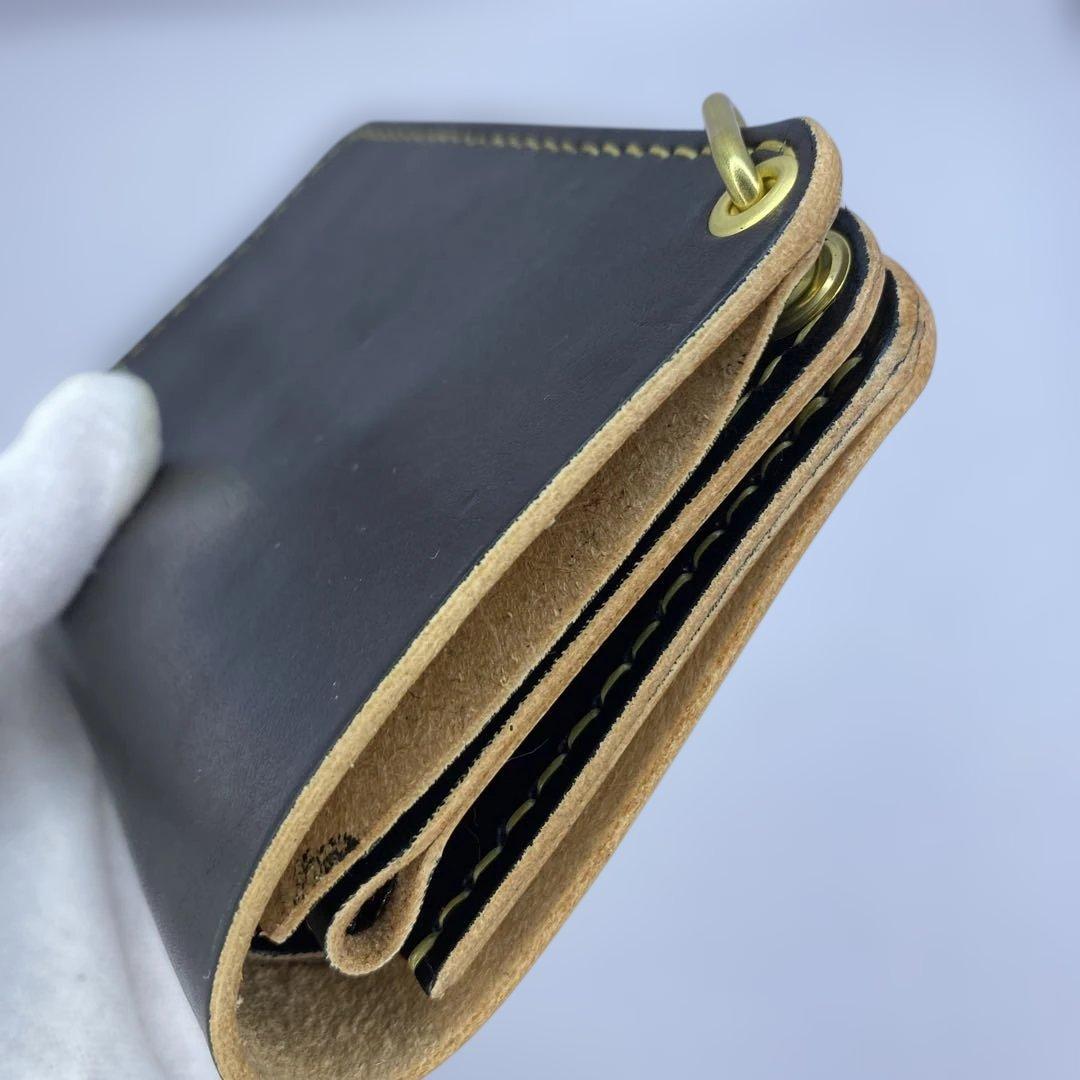 無骨！お札折らずに収納できる無骨な手染めミドルトラッカーウォレット BTW