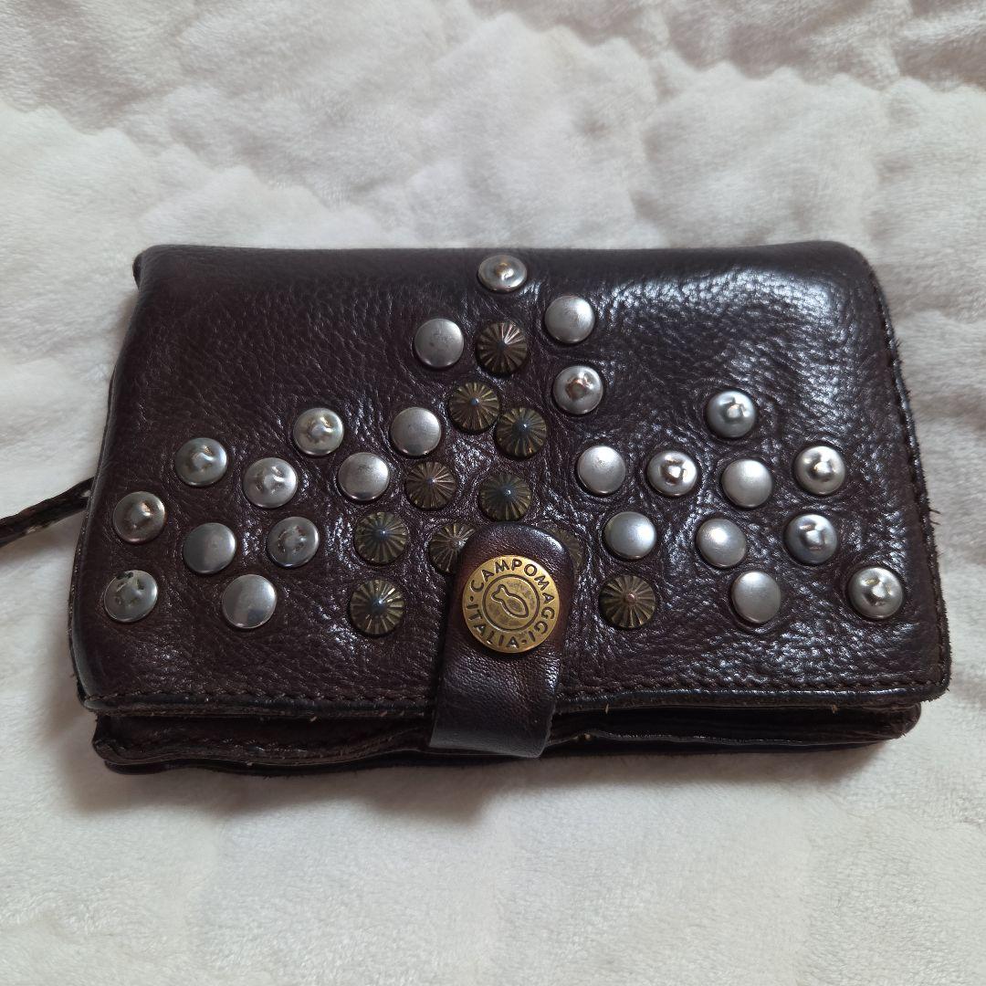 CAMPOMAGGI　二つ折り革財布　スタッズ　イタリア製