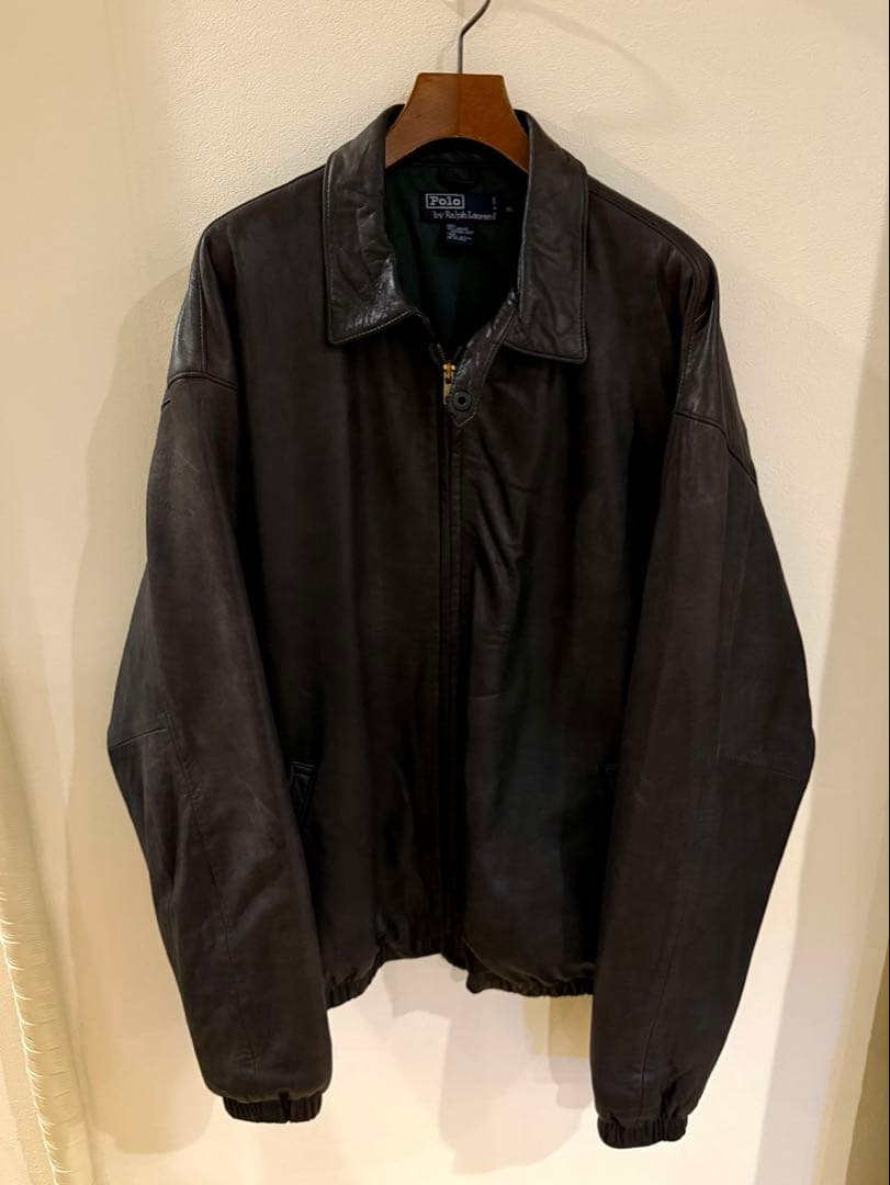 希少 ポニー無し 90s POLO ラルフローレン レザージャケット XL 黒