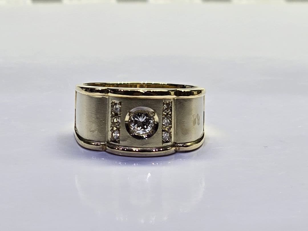 森稀少品 ダイヤ0.20/0.12 K18 7.8g 16号 リング