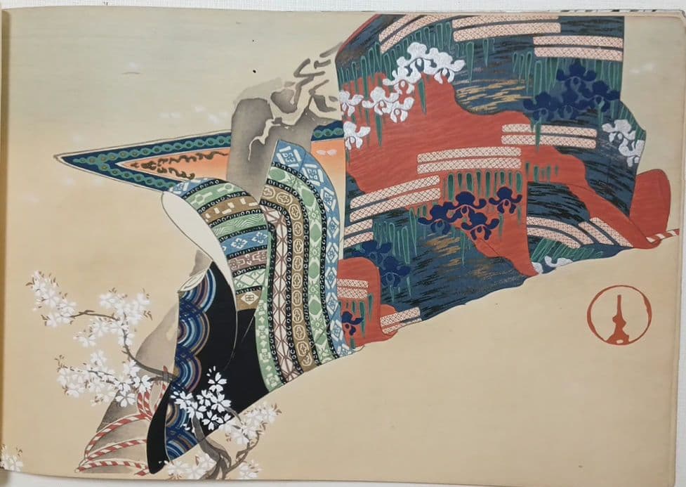 琳派神坂雪佳の稀版画図案画帖ちく佐（弐)図案版画12図柄揃い明治34年出版