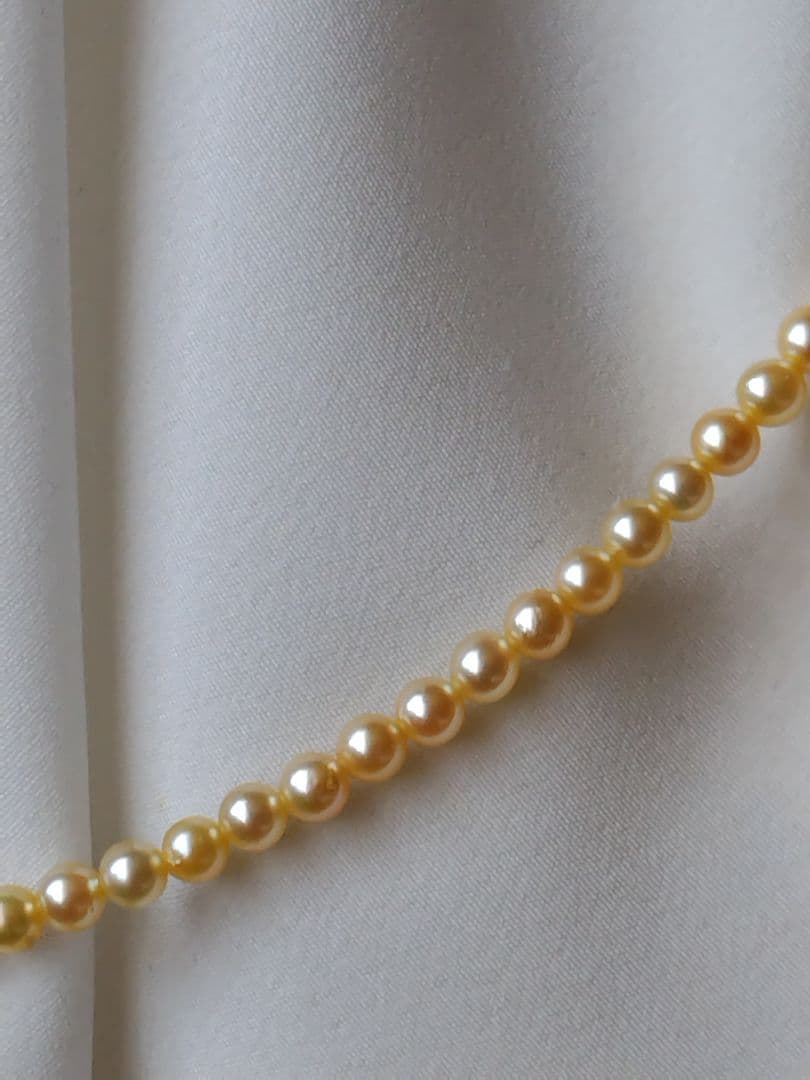 K18 アコヤ真珠ベビーパールネックレス シャンパンカラー〜ゴールド