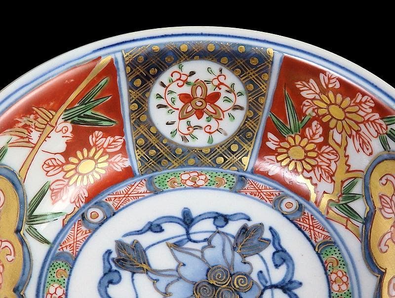 大聖寺伊万里　金襴手　窓絵　花鳥紋の図　春寒鉢　膾皿　C770 AS-fbtx