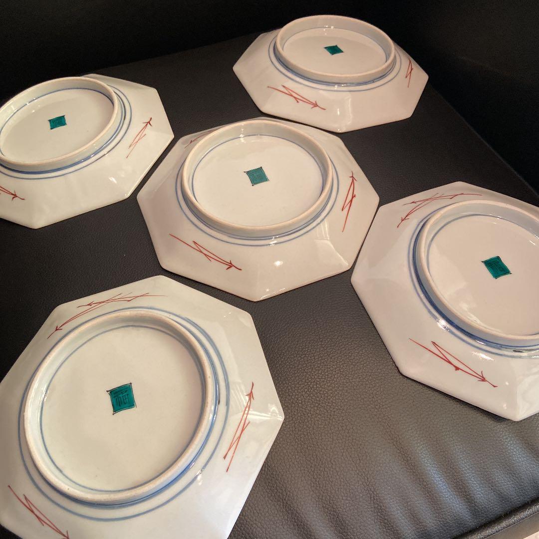 古九谷 花鳥銘々皿 共箱 八角 二重角福 陶光造 5枚揃 - メルカリ