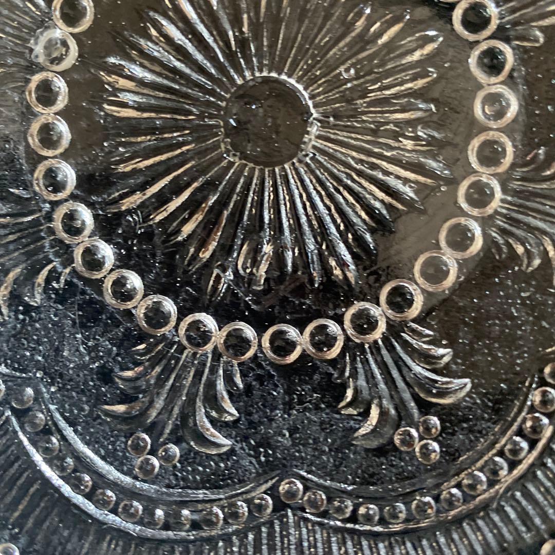 アンティークのプレスガラス製 明治〜昭和ガラスの小皿5枚セット