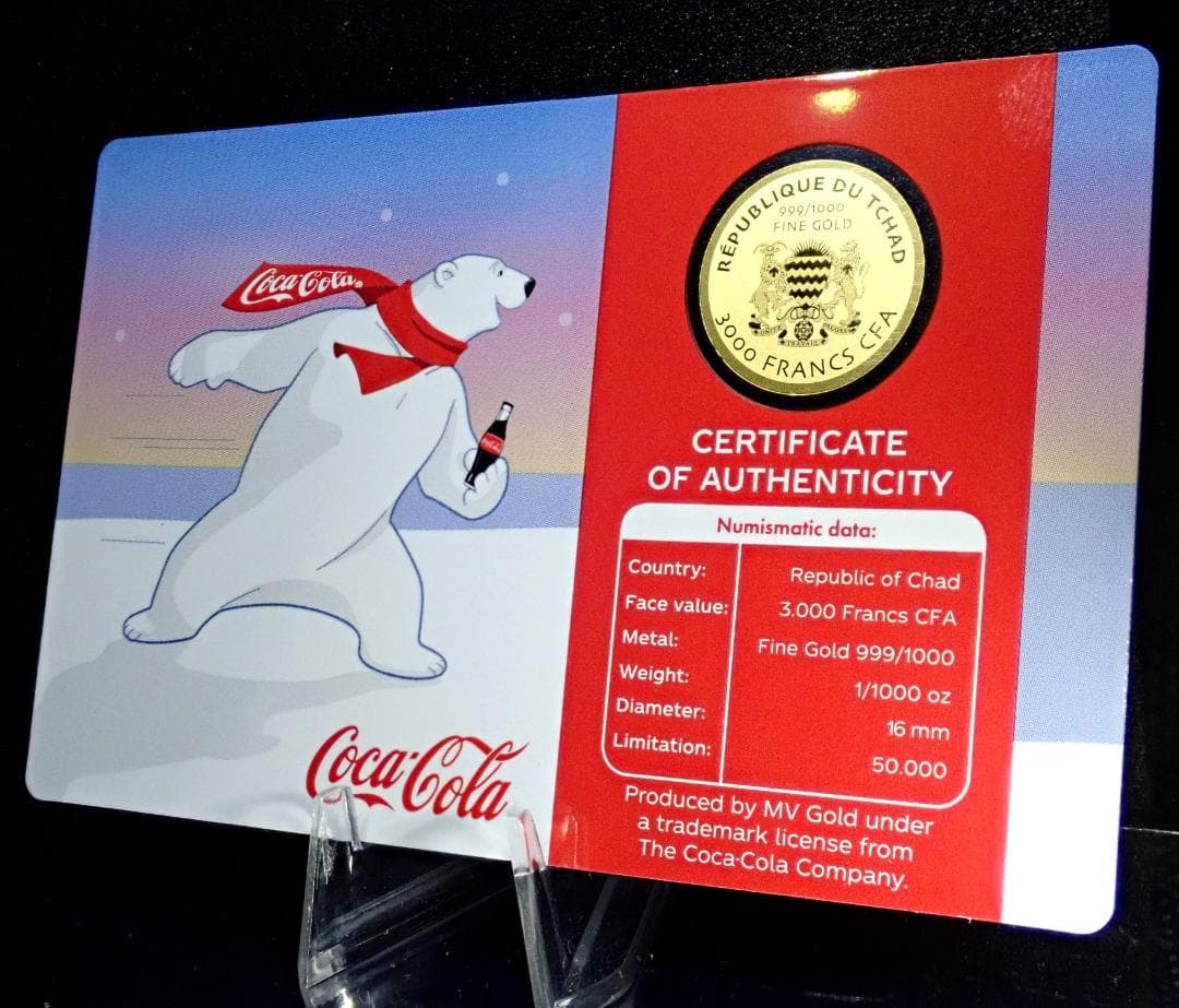 幸せのおすそ分け 希少なポーラーベア！白くま金貨！限定鋳造！ コカ