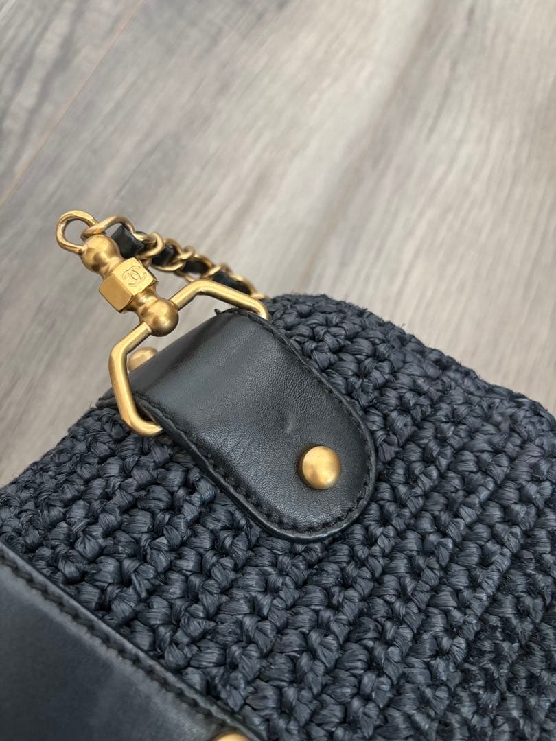 レア⭐︎CHANEL ラフィア素材GOLDチェーンバッグ
