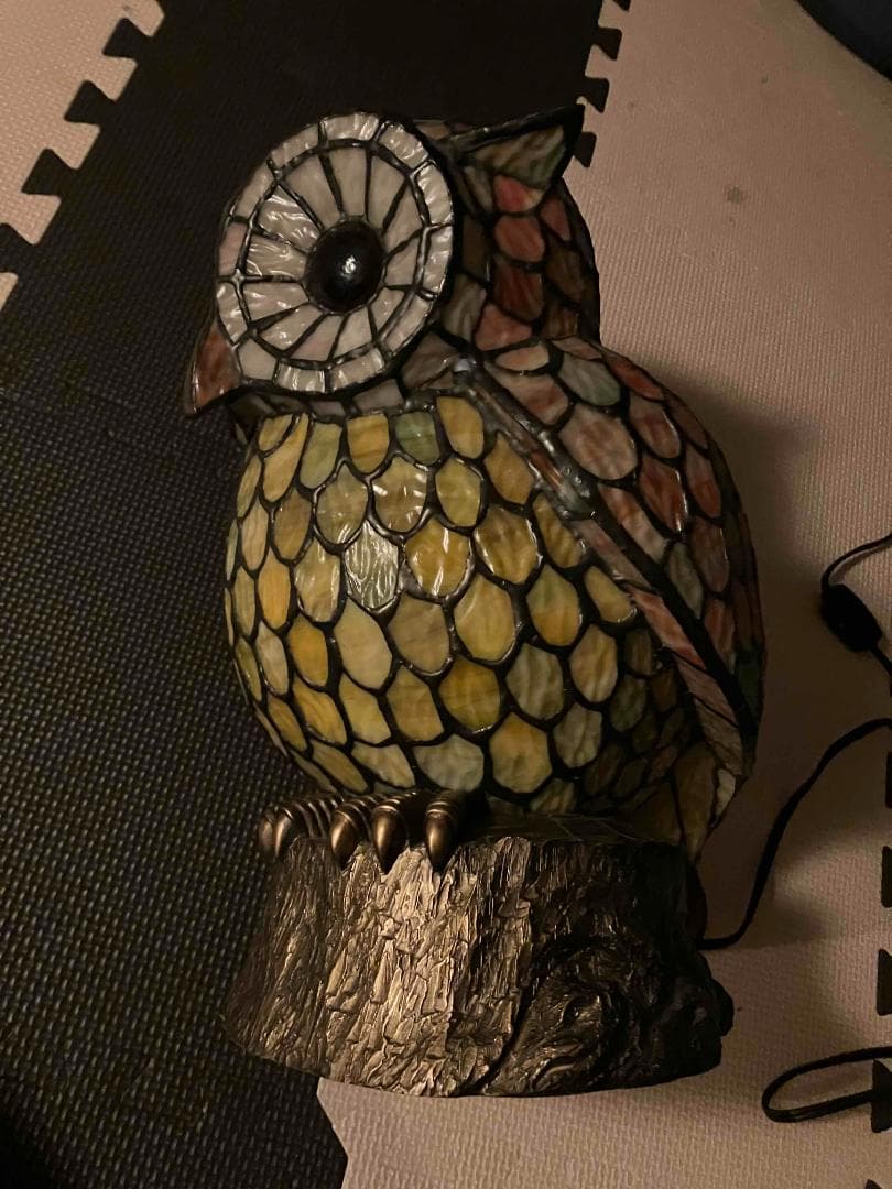 フクロウ ステンドグラス ランプ ナイトランプ