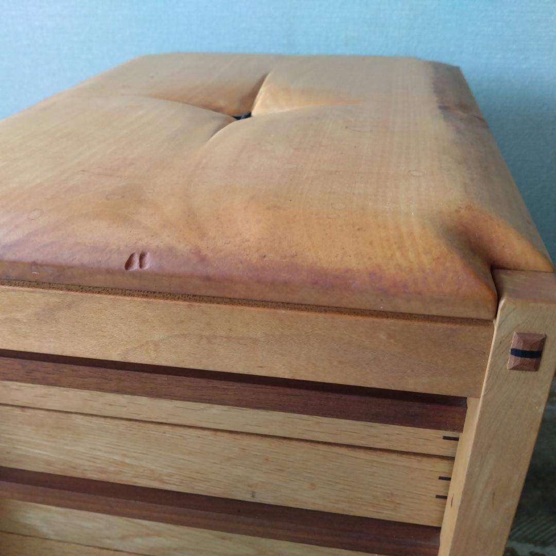 木製　スツール　引き出し付　組み木