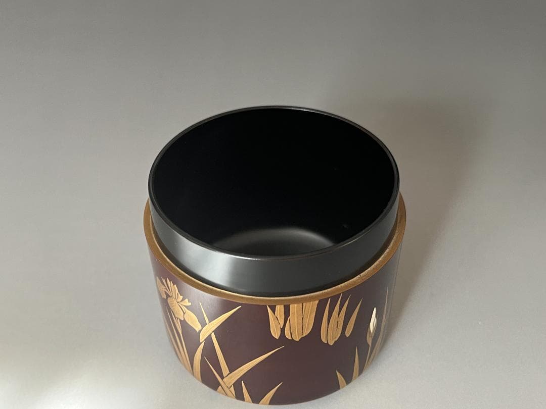 堀内宗完書付 菖蒲蒔絵 雪吹 宗尹作 茶道具 薄茶器 表千家