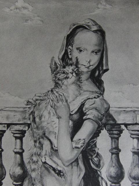 藤田嗣治、【猫と少女】、希少な限定額装用画集画、新品高級額 額装
