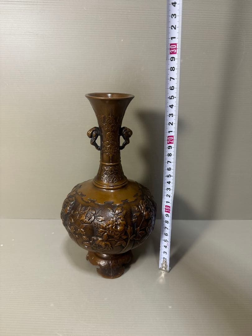 2307  高岡銅器★ 金工作家 村田宏　双耳花瓶