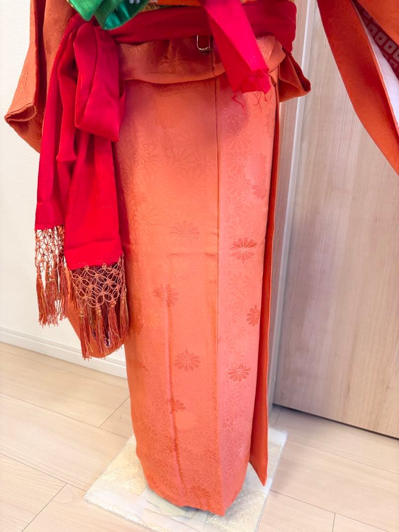 七五三 7歳 祝い着 フルセット 正絹 無地 地紋 レトロ M2505271