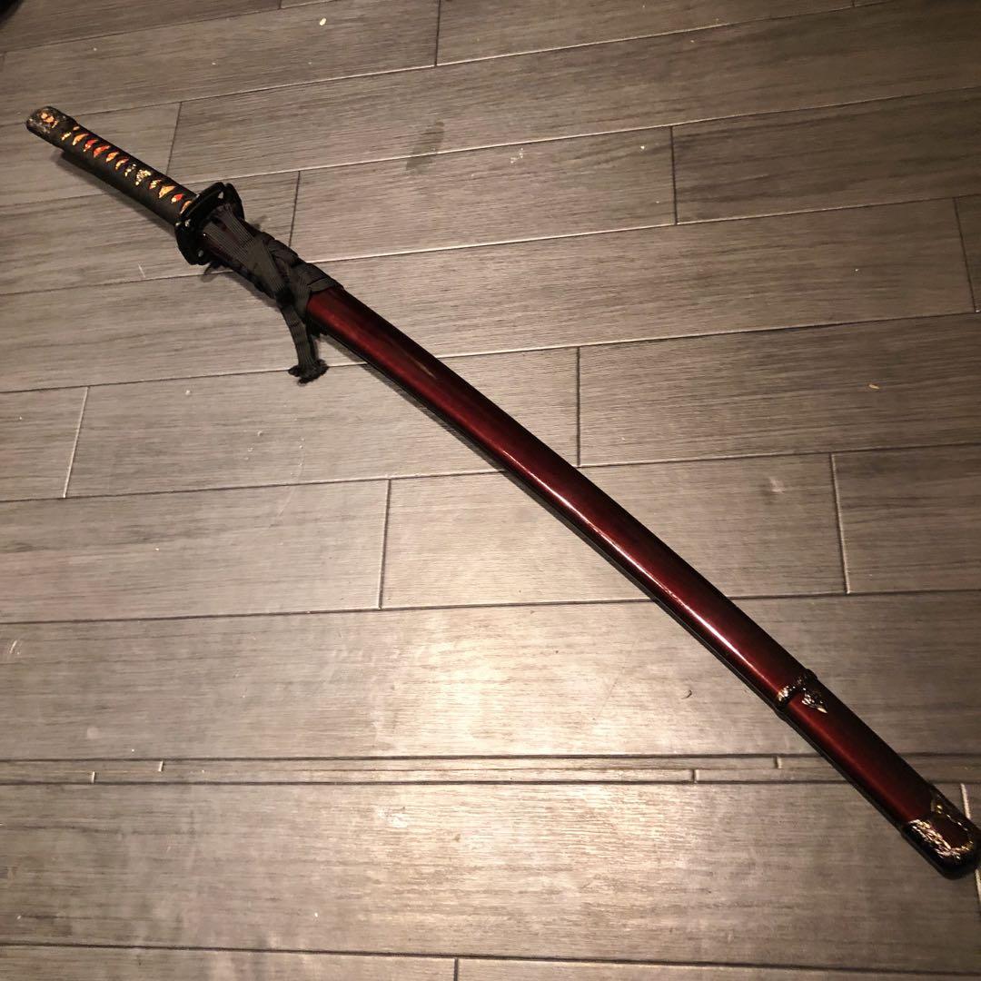 高級居合刀　高級模造刀　樋入刀身　朱拵え　合金刀身